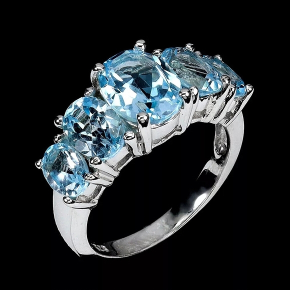 Natural Oval Sky Blue Topaz 9x7mm 925 Sterling Silver Jewelry Ring Sz 6.75/ 7.75 - Picture 1 of 6